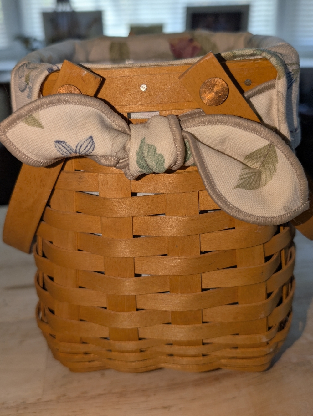 Longaberger Tiny Tote 2002 Basket With Handles And Liners